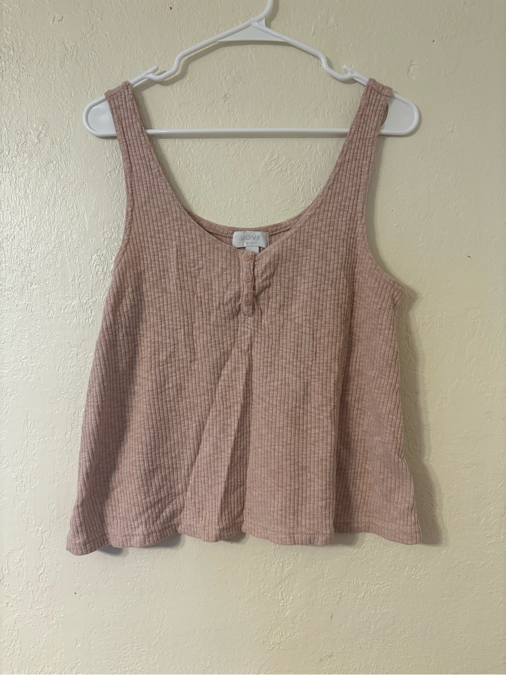 GAP Ribbed Mauve Tank Top with Button Placket Size: M